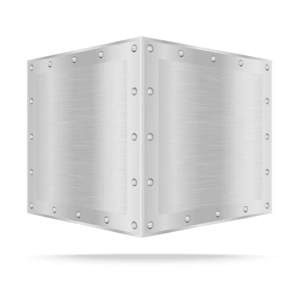 Caja de metal plateado sobre blanco — Vector de stock