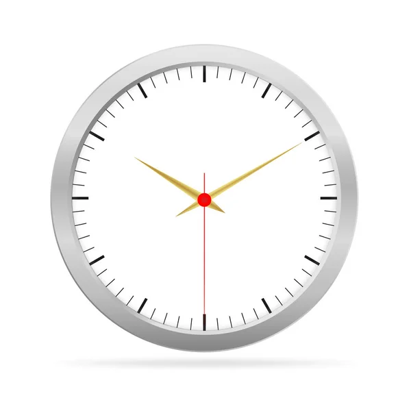 Metallische Uhr mit weißem Zifferblatt — Stockvektor