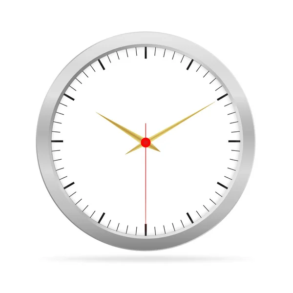 Metalic horloge met witte gezicht — Stockvector