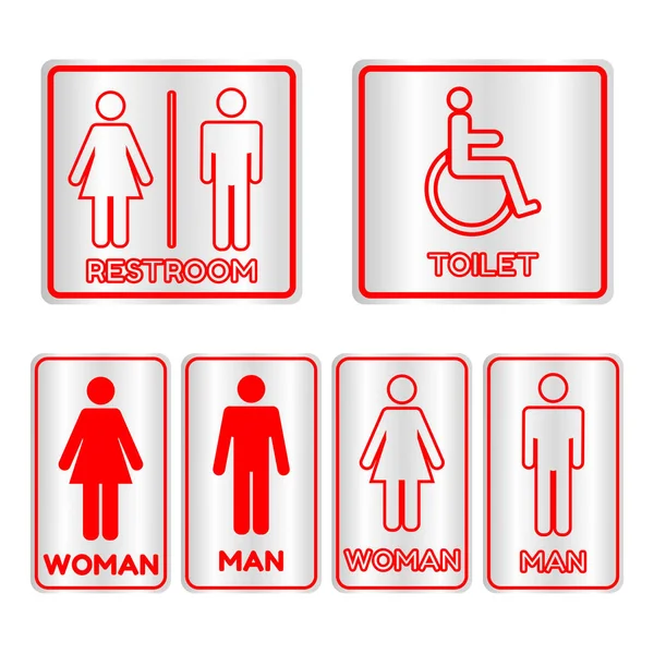 Toilettes carrées rouges Panneau avec texte — Image vectorielle