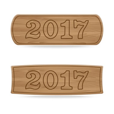 Ahşap işaret panoları kavramı 2017 yeni yıl 