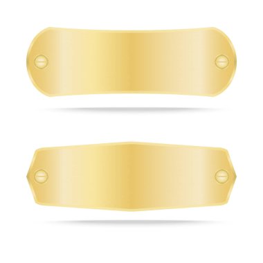 Vektör altın etiket metal veya Metalik altın isim levhası 