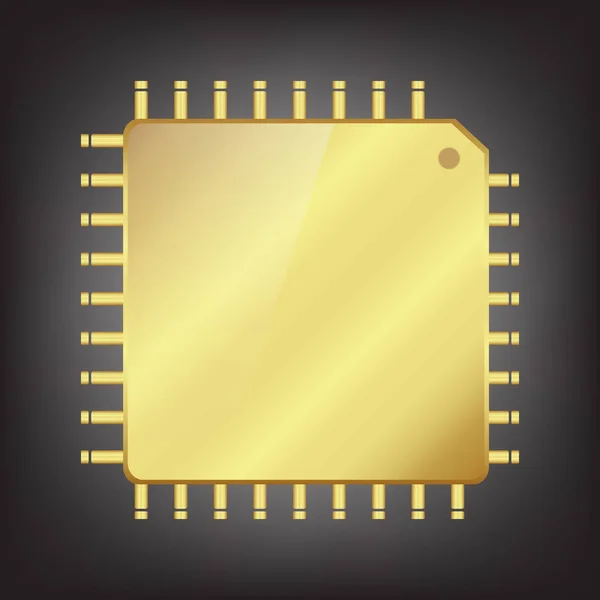 Gouden Cpu (centrale verwerkingseenheid) — Stockvector