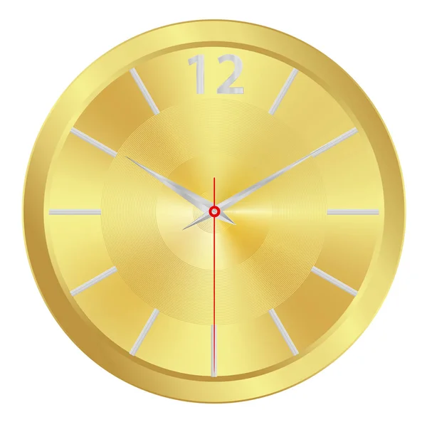 Золотого годинника обличчя над білим — стоковий вектор