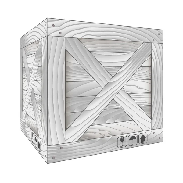 白の木製のボックスを灰色のベクトル — ストックベクタ