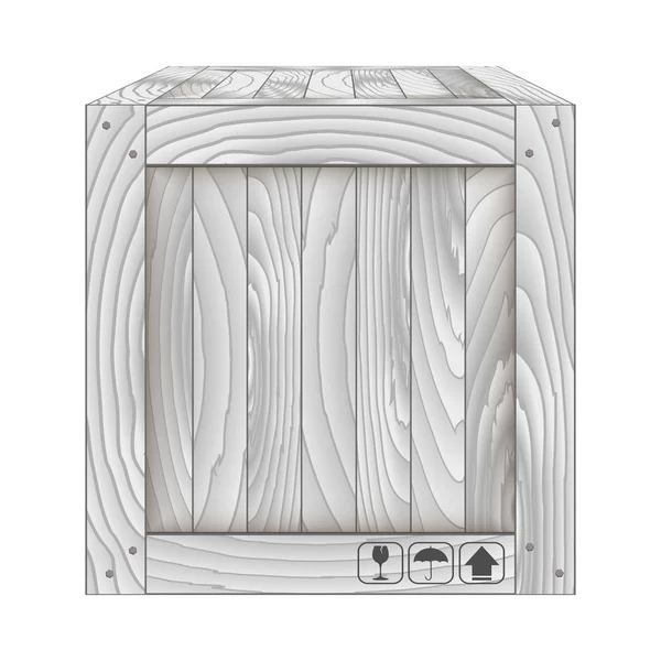 Vektor šedé dřevěné krabice na bílém — Stockový vektor