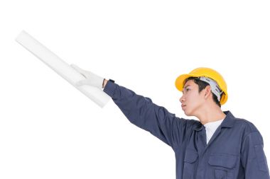 İşçi holding blueprint beyaz