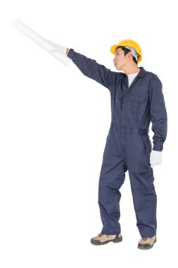 İşçi holding blueprint beyaz