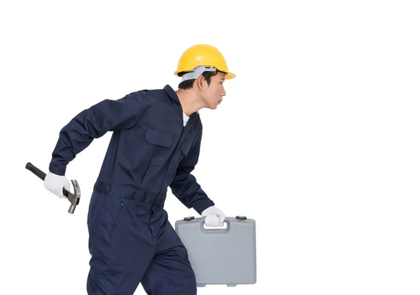 Young handyman  standing with his tool box — Stock Photo, Image