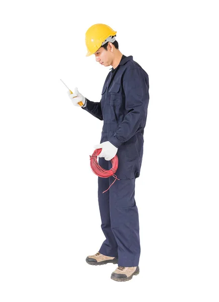 Electrician with bunch of wires — Stock Photo, Image