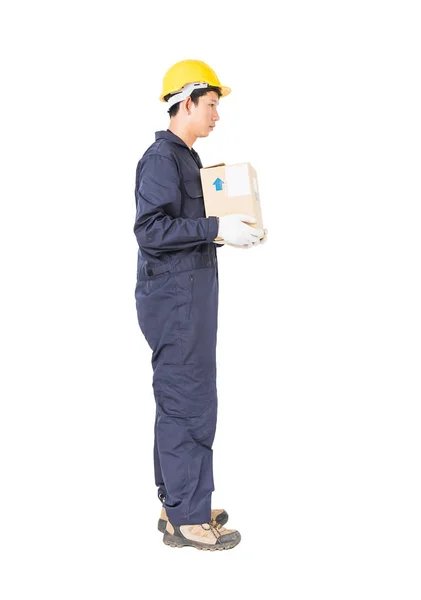 Homem segurando caixa de papel — Fotografia de Stock
