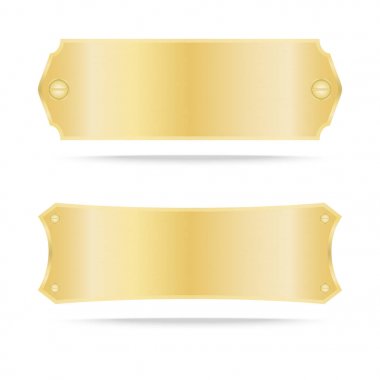 Vektör altın etiket metal veya Metalik altın isim levhası 
