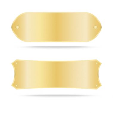 Vektör altın etiket metal veya Metalik altın isim levhası 