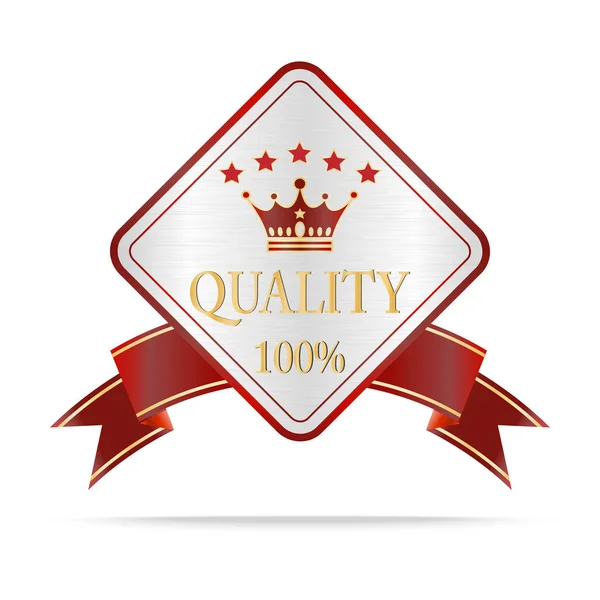 Luxury silver and red quality shields label — Stock Photo, Image