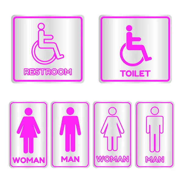 Pink square restroom  Sign set with text — Stock Photo, Image