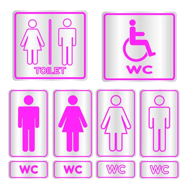 Pink square restroom  Sign set with text — Stock Photo, Image