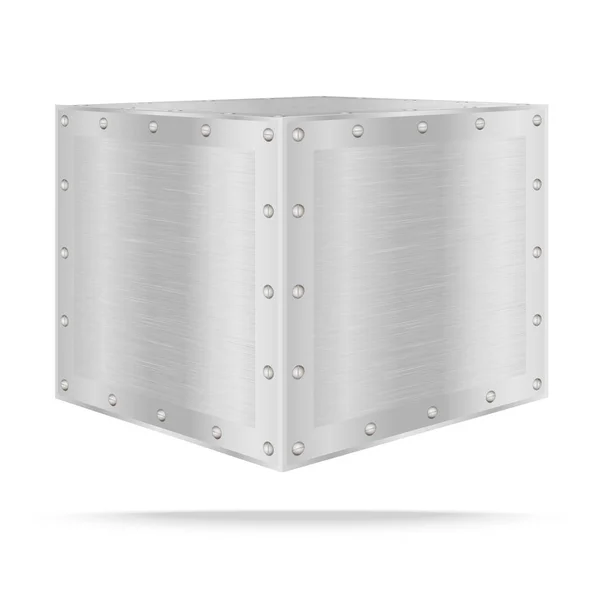 Caja de metal plateado sobre blanco — Foto de Stock