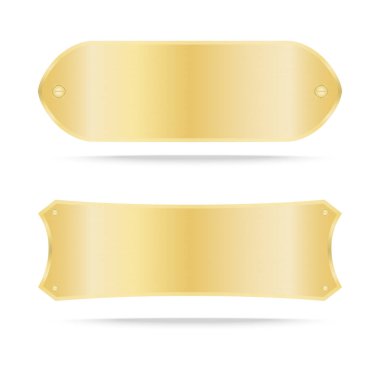 Vektör altın etiket metal veya Metalik altın isim levhası 