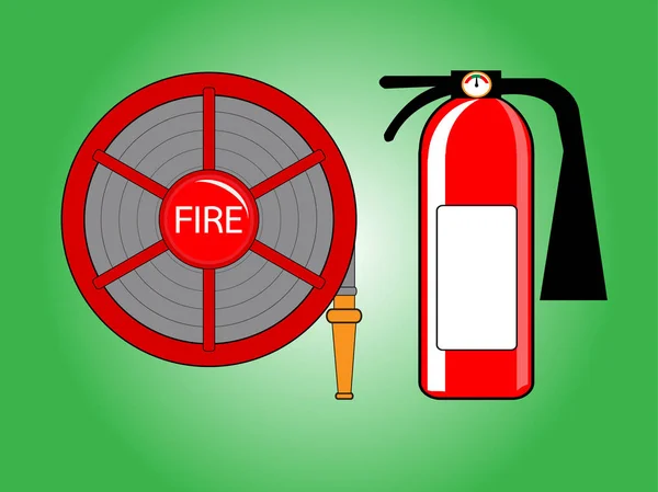 Катушка пожарного шланга и тушение — стоковый вектор