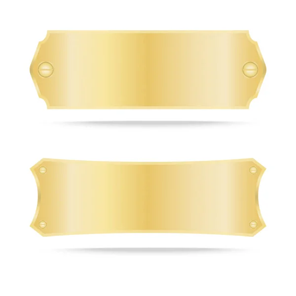 Vector Placa de nombre de metal o oro metálico con etiqueta de oro — Archivo Imágenes Vectoriales