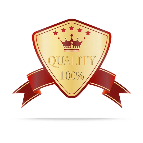 Etiqueta de oro de lujo y escudos de calidad roja — Vector de stock
