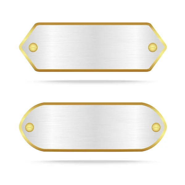 Etiqueta de metal plateado con tornillo — Vector de stock