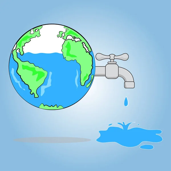 Το νερό της βρύσης τοποθετημένα σε Globe — Διανυσματικό Αρχείο