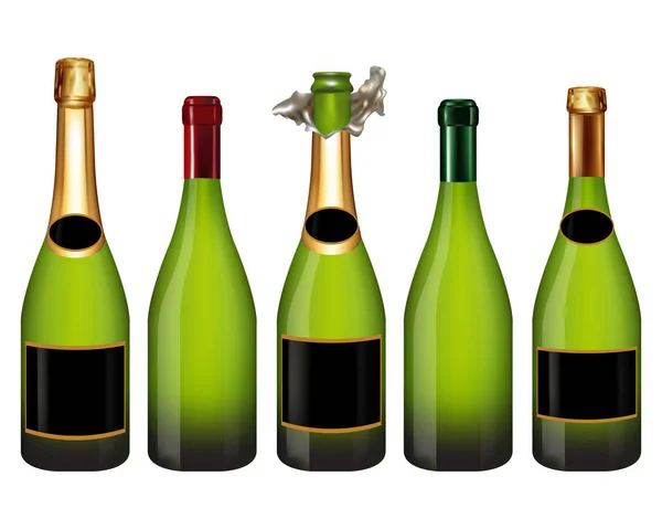 Champagne fles geïsoleerd op wit — Stockvector