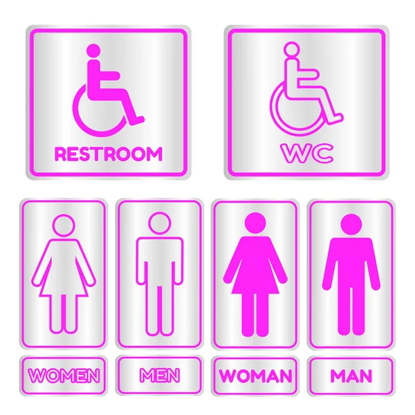ピンクの正方形トイレ標識セット本文 — ストックベクタ