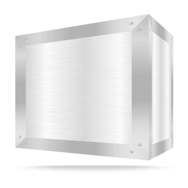 Caja de metal plateado sobre blanco — Vector de stock