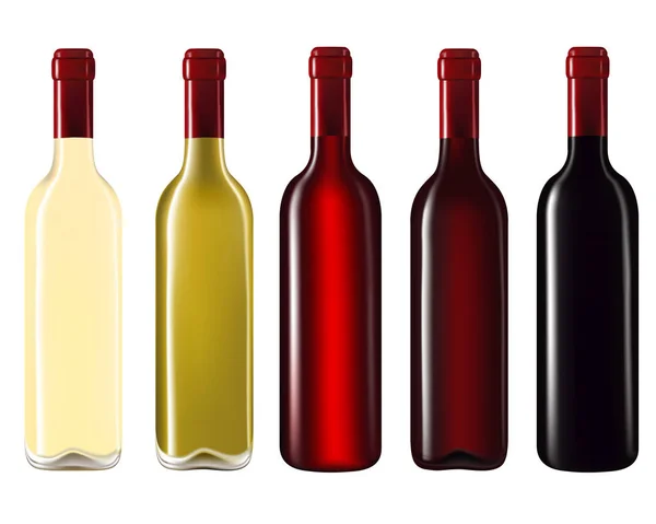 Garrafas de vinho isoladas em branco — Vetor de Stock