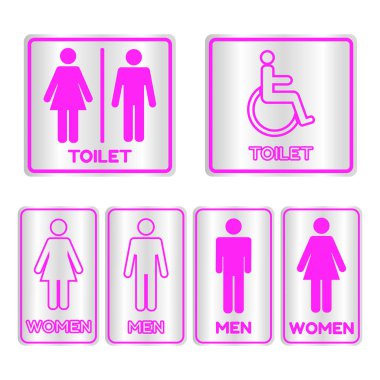 Pembe kare tuvalet işareti metin ile ayarla.