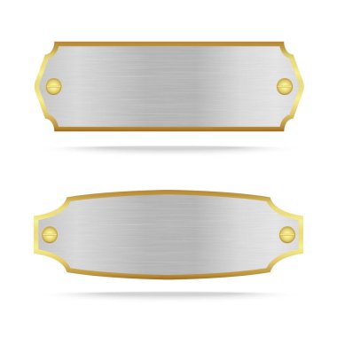 Vida ile gümüş metal etiket