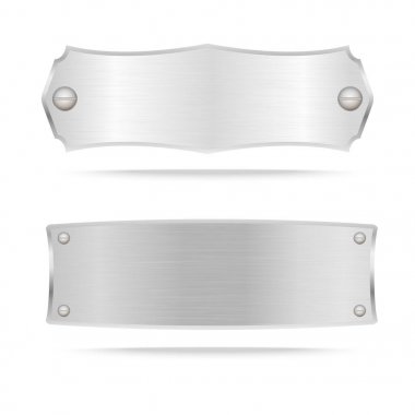 Vektör Metal isim levhası veya vida ile vida ile Metal etiket