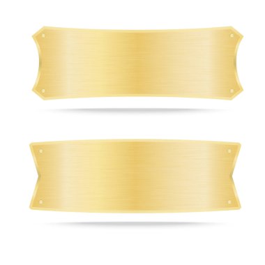 Vektör altın etiket metal veya Metalik altın isim levhası 