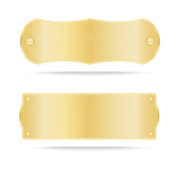 Vector Placa de nombre de metal o oro metálico con etiqueta de oro — Vector de stock