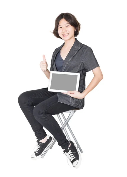 Women sit on chair with using mobile phone — Stock Photo, Image