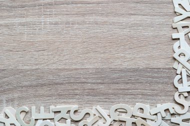 Üstten Görünüm Abc alfabesine ahşap arka plan