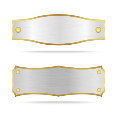 Vida ile gümüş metal etiket