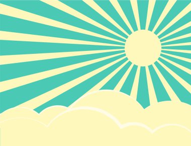 Güneş ışınları ile bulutların arkasındaki retro rengi