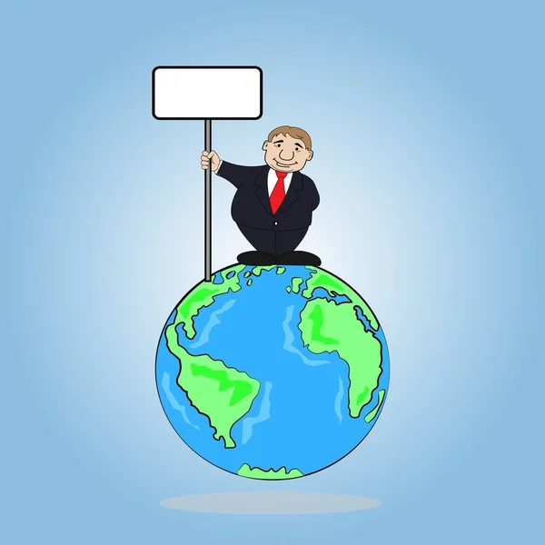 Empresario sosteniendo un letrero en el wold — Vector de stock