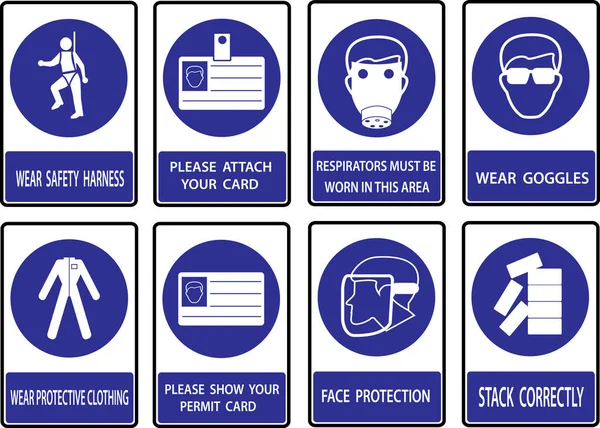 Обязательные Знаки Строительный Знак Здоровья Безопасности Используемые Промышленных Применениях — стоковый вектор