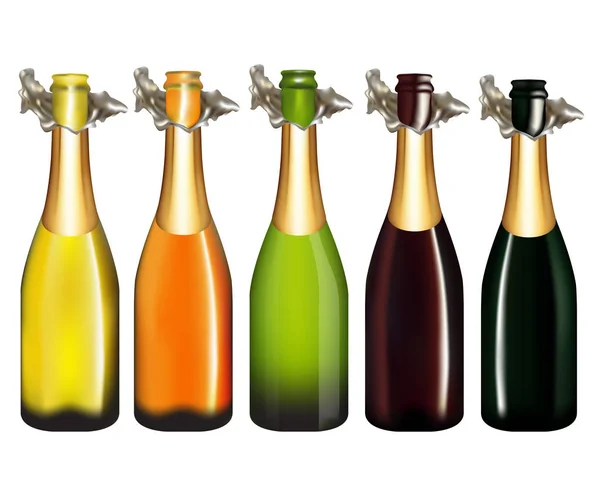 Botella de champán aislada en blanco — Archivo Imágenes Vectoriales