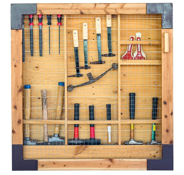 Tool shelf against a wall isolate on white — Stock Photo, Image