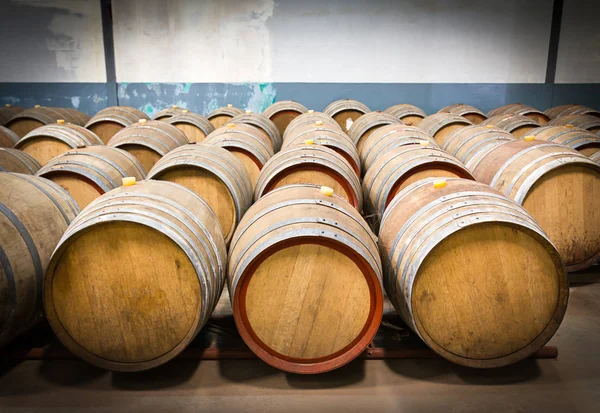 Wine barrels in the cellar of the winery — Stock Photo, Image