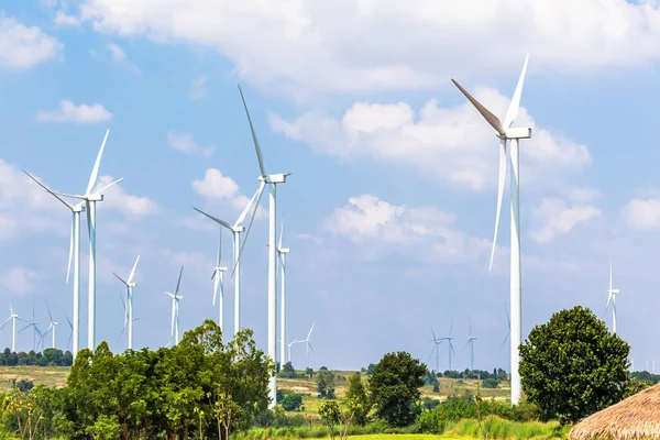 Wind turbine  generators line the hilltops — Stock Photo, Image