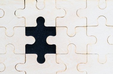 Tahta yapboz parçalarının yakın plan çekimi, iş konsepti