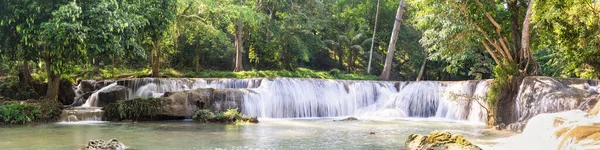 Panorama Waterfall in tropical forest at Waterfall Chet Sao Noi in National park Saraburi province, Thailand