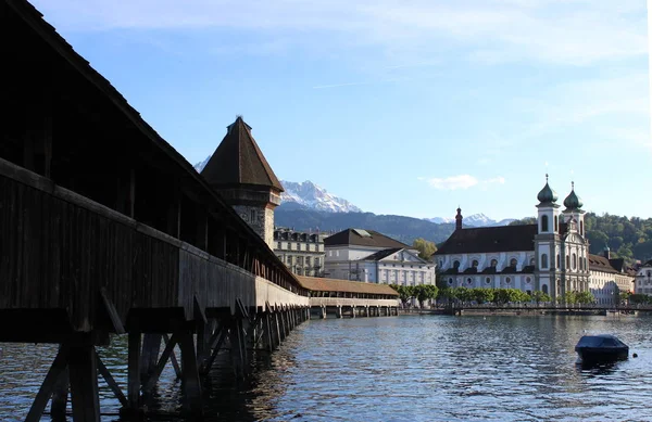 Lucerne, Jembatan Kapel — Stok Foto