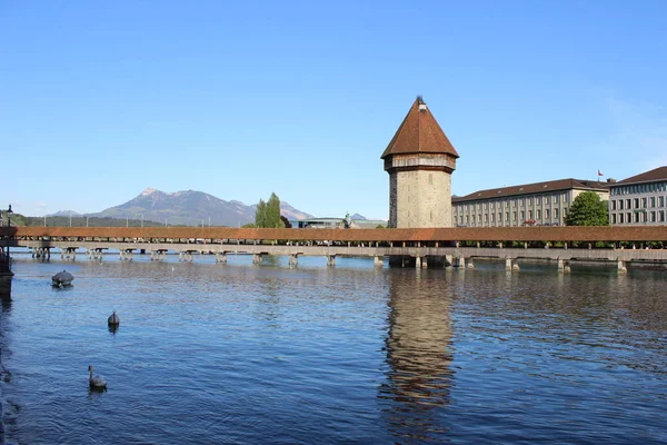 Lucerne, Jembatan Kapel — Stok Foto